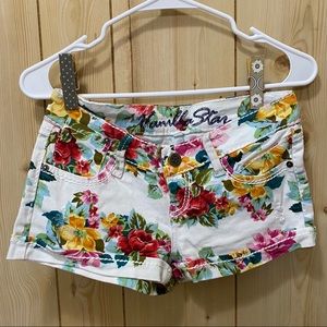 Vanilla Star White and Floral Jean Shorts